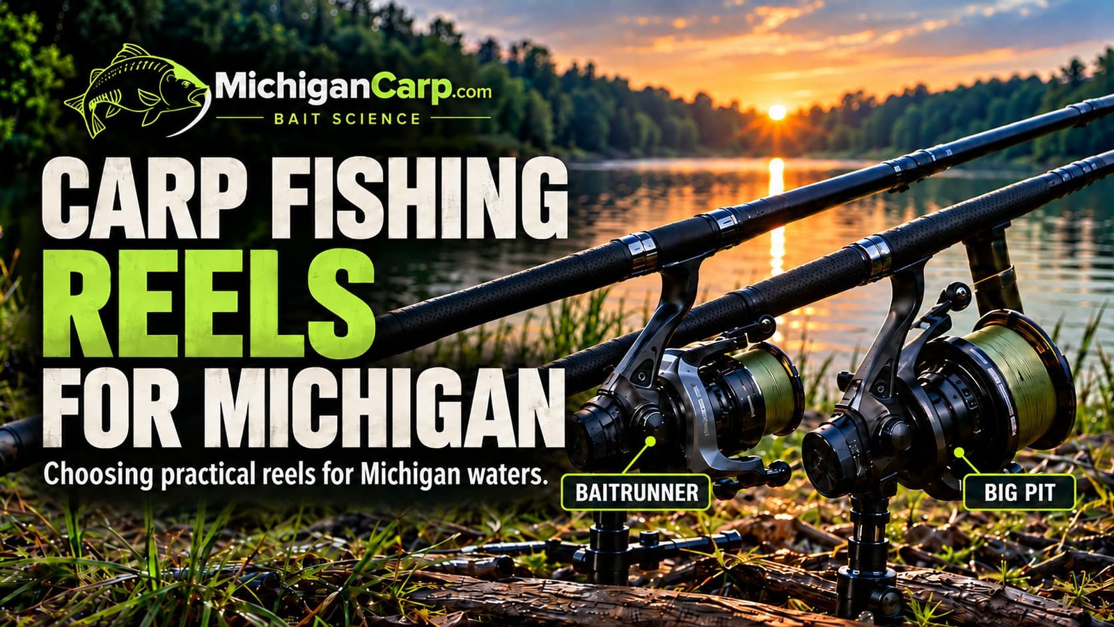 Carp fishing reels Michigan guide comparing Baitrunner and big-pit reels, drag, line capacity and control.