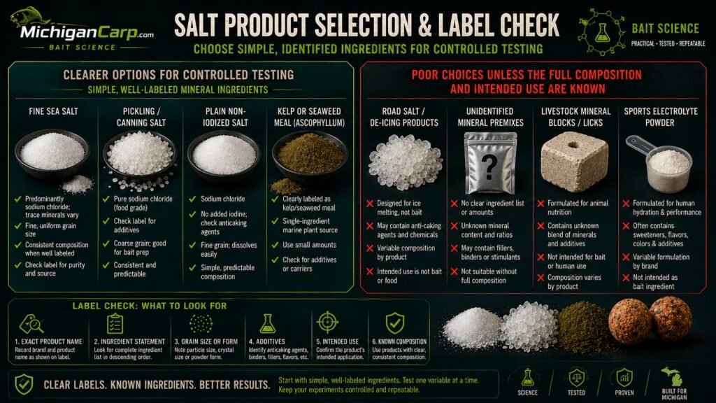 comparing food-grade salt, kelp and clearly labeled mineral ingredients with unsuitable industrial and unidentified products
