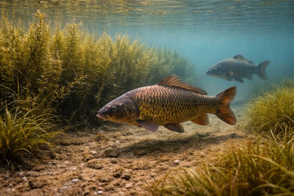 underwater weed edge carp feeding area