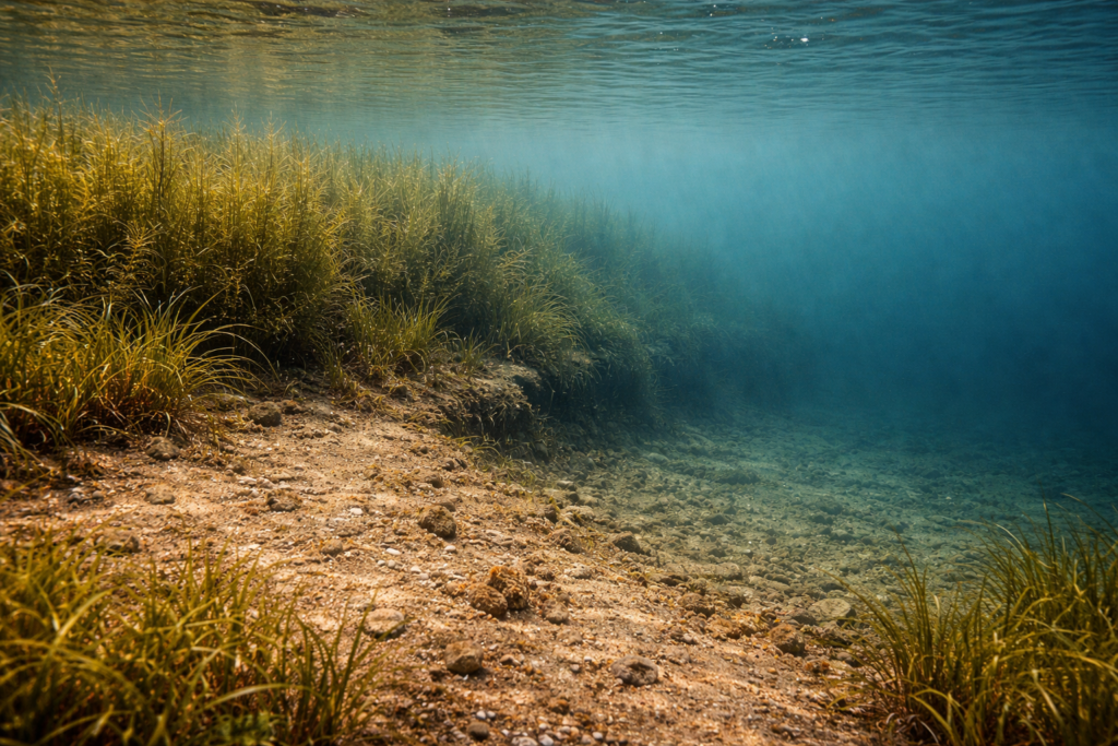 lake structure showing carp travel route