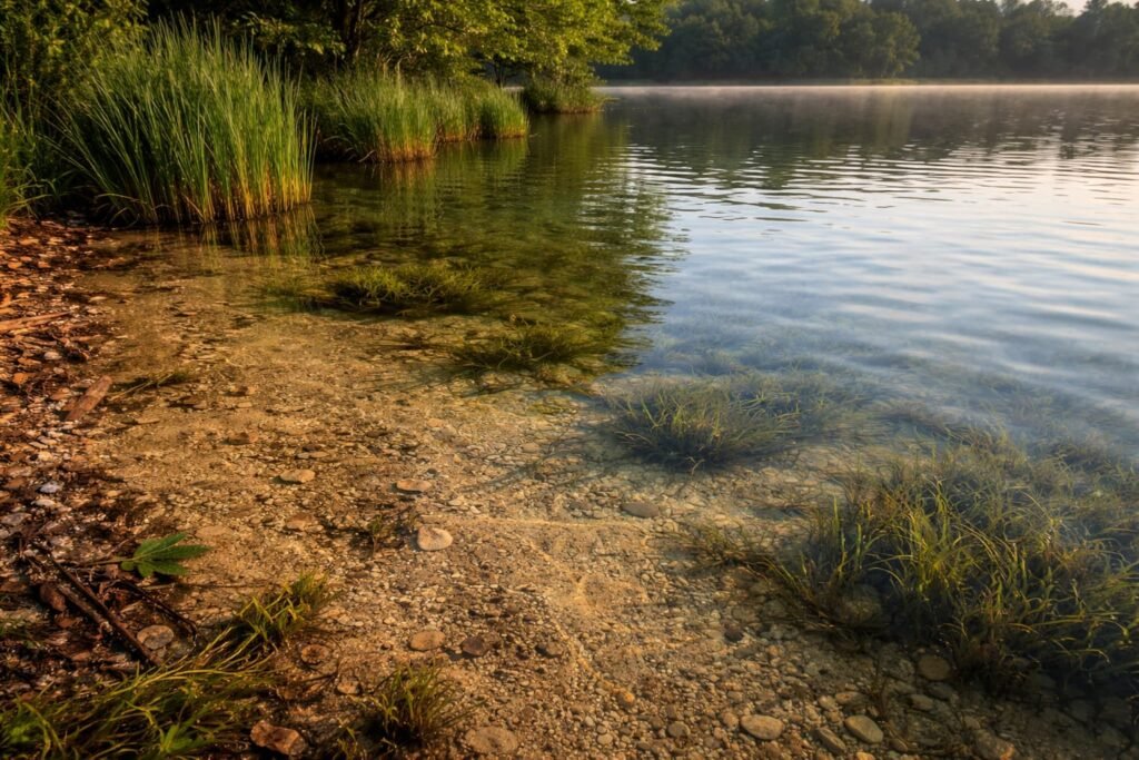 Shallow margin carp feeding area