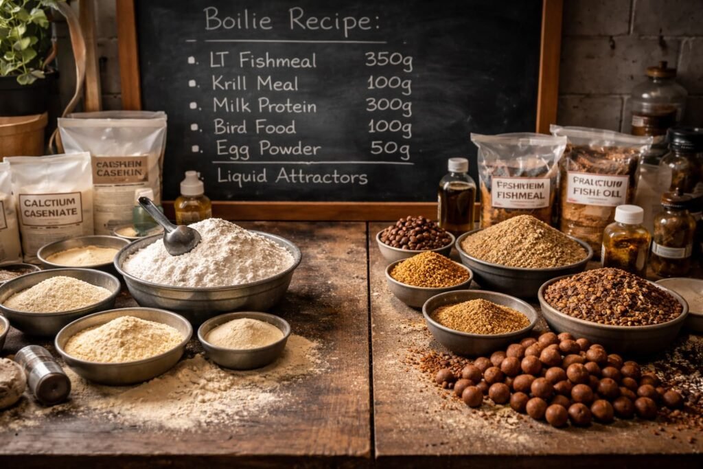 Bait-making workstation with ingredients