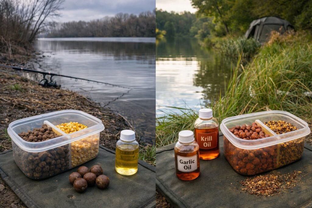 Carp bait setups by Michigan lake