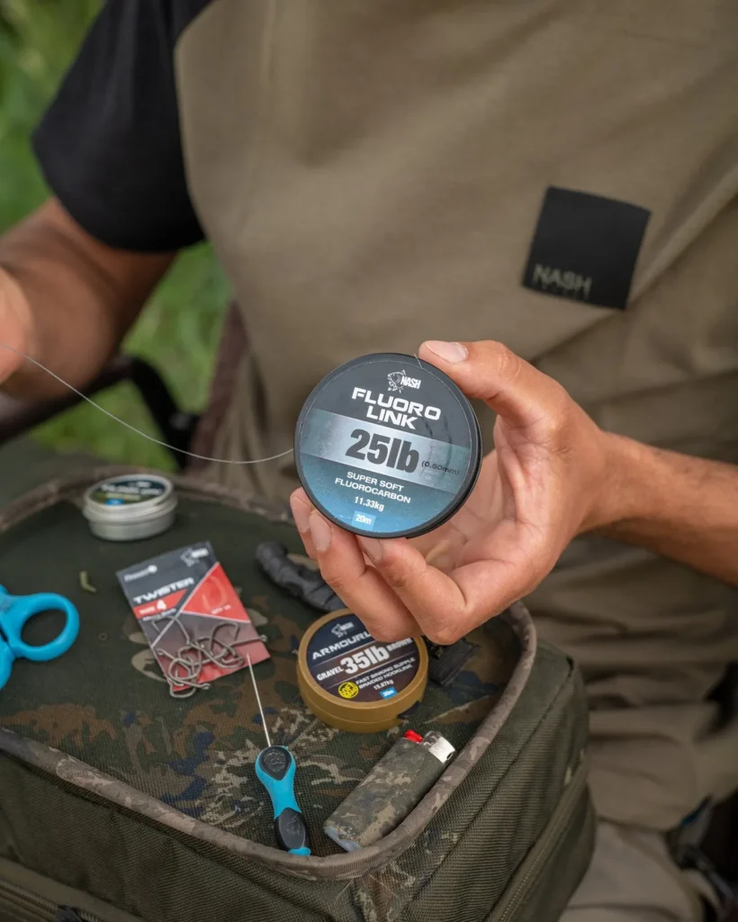Fluorocarbon used for the stiff boom section of a combi rig.