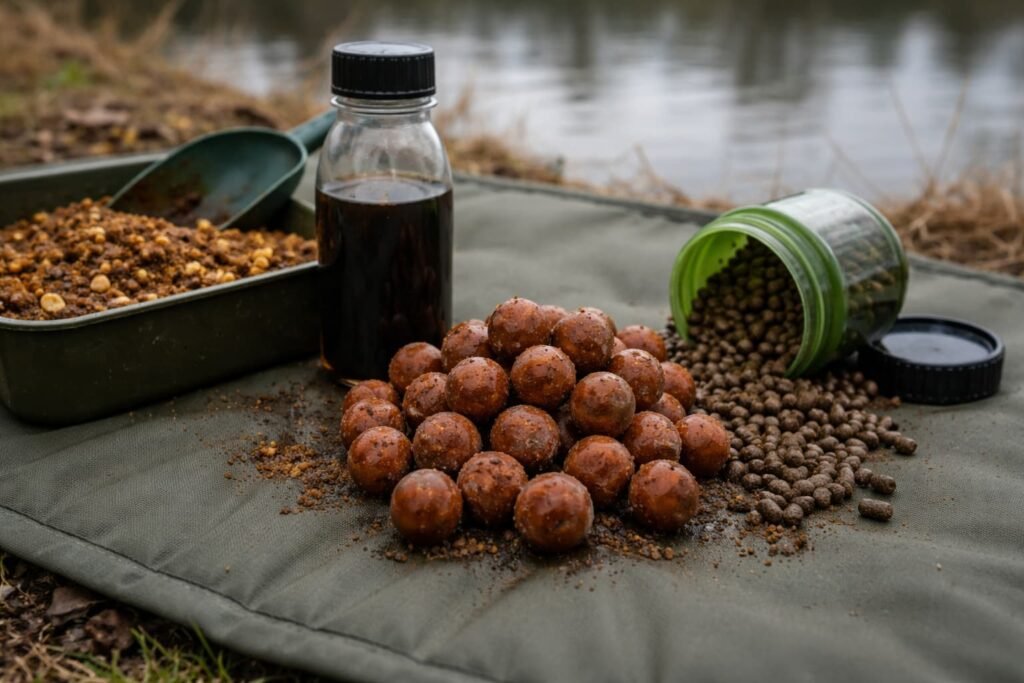Simple cold water carp bait setup with treated bait.