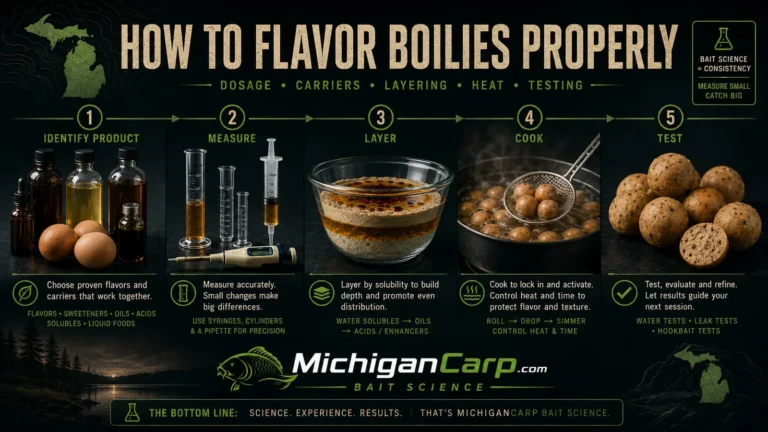How to flavor boilies using product-specific strength compatible carriers accurate measurements layered profiles and controlled testing