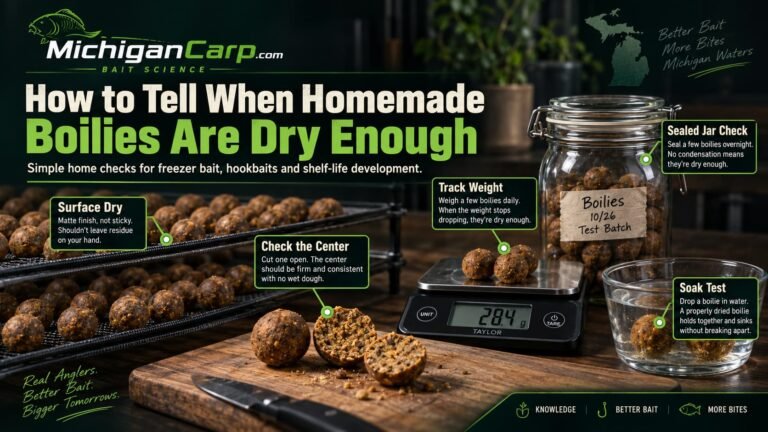 How to tell when boilies are dry enough using drying trays a kitchen scale cut boilies a sealed jar and a water soak test