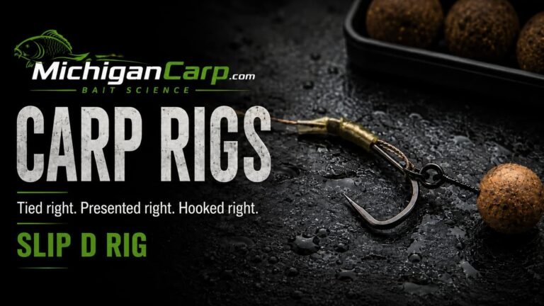 Slip D Rig for carp fishing with bait screw, coated braid and balanced hookbait